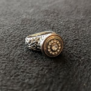 Silver filigree CZ ring, size 5